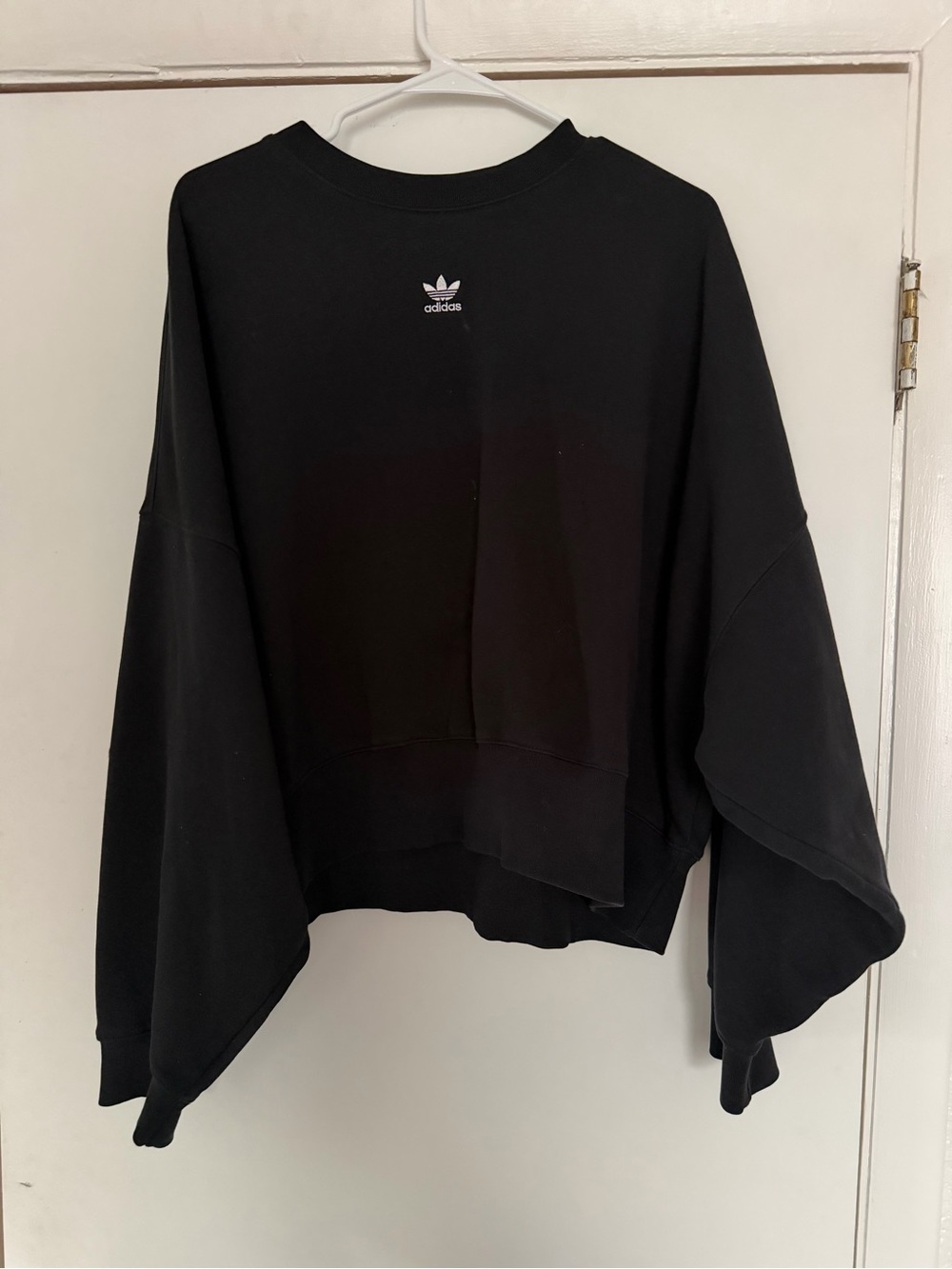 adidas Black Women's Boxy Crewneck Sweatshirt with Trefoil